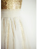Gold Sequin Ivory Tulle Rustic Flower Girl Dress